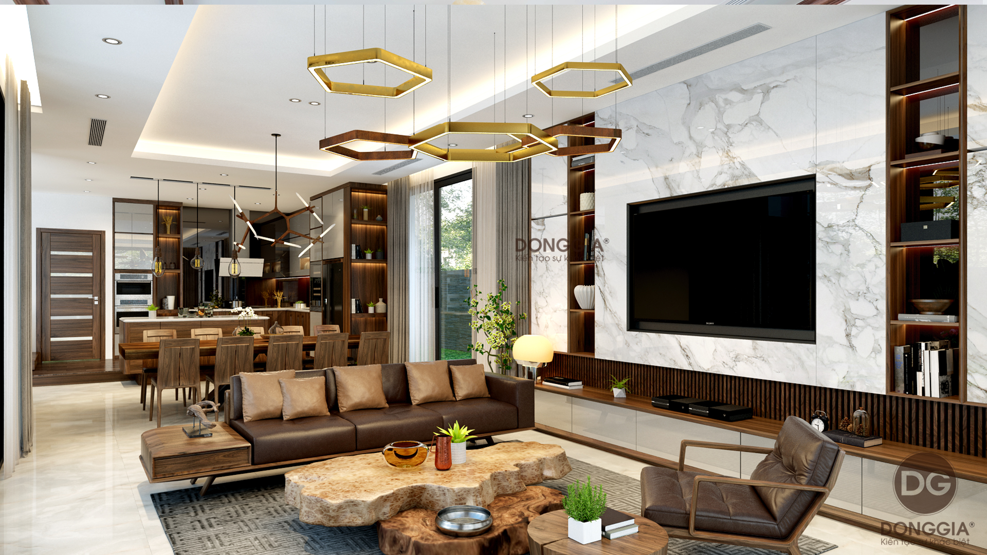 Gợi ý cách thiết kế phòng khách kết hợp bếp cho nhà nhỏ 2 tầng đẹp KN602108   Kiến trúc Angcovat