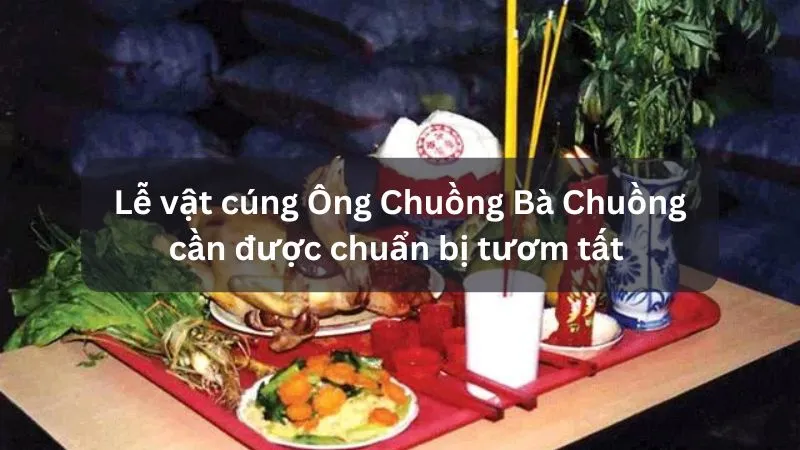 Mâm lễ vật chuẩn bị cho bài văn khấn cúng chuồng heo tại gia đình